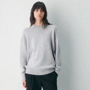 Aritzia Wilfred 100% Merino Wool Oversized Chunky Crew Neck Dark Grey Large